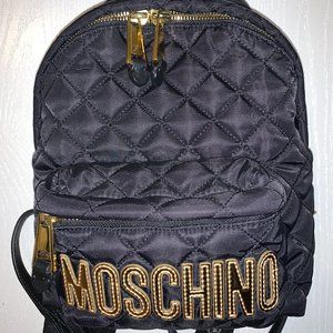 Moschino Quilted Black and Gold Backpack
